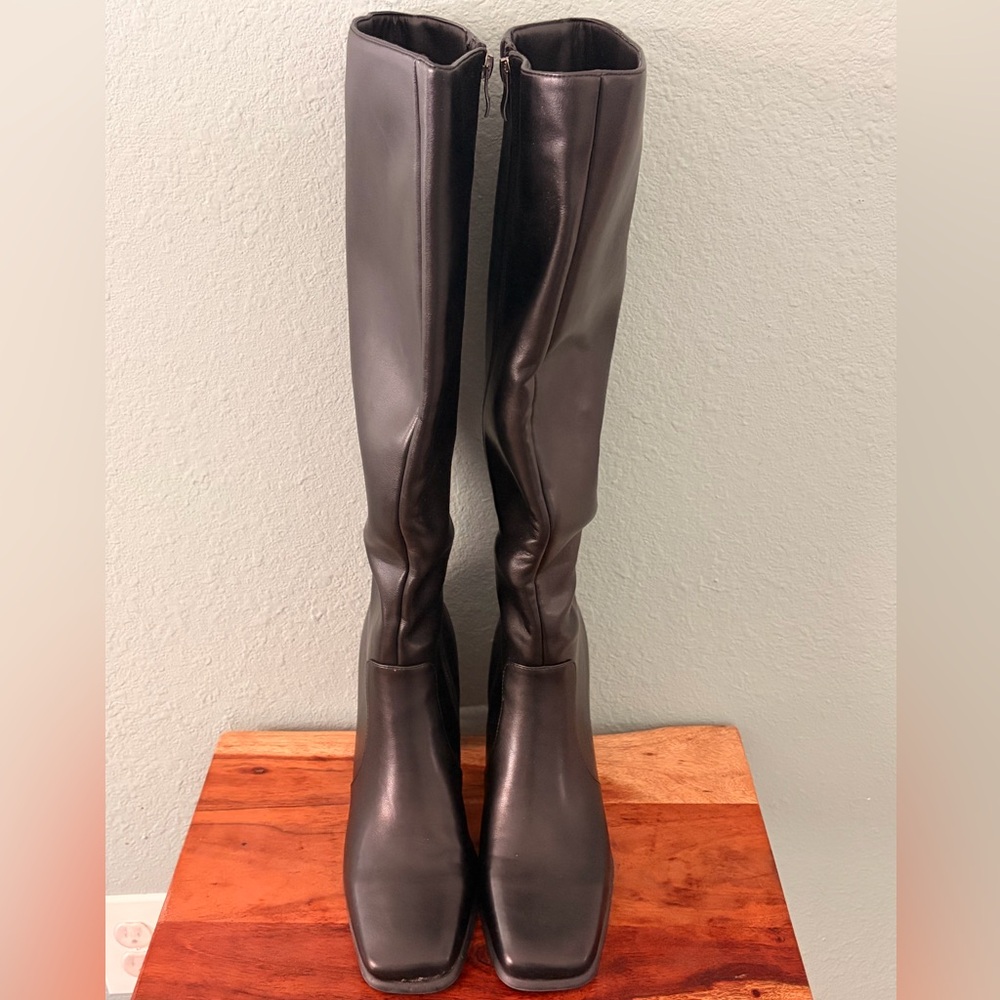Black Leather Knee High